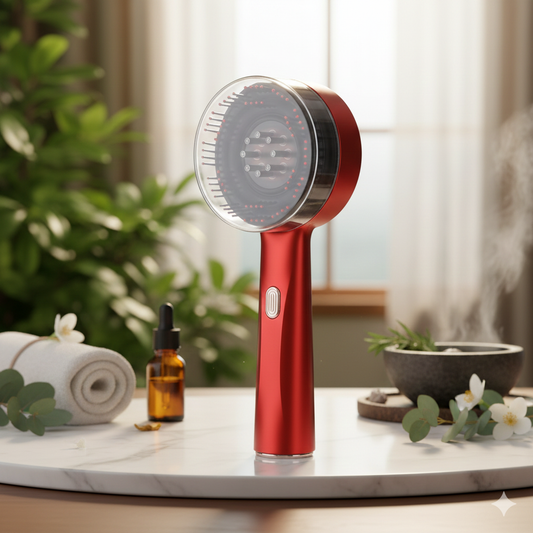 Electric Scalp Massager Comb – Red & Blue Light with Liquid Applicator